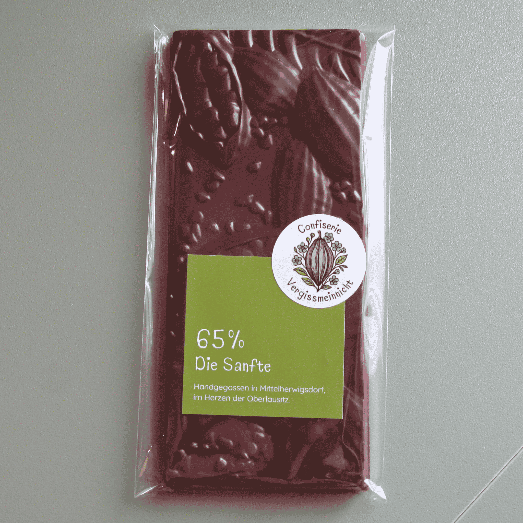 Handgemachte Single-Origin Schokoladentafel Die Sanfte 65% Kakao aus Peru