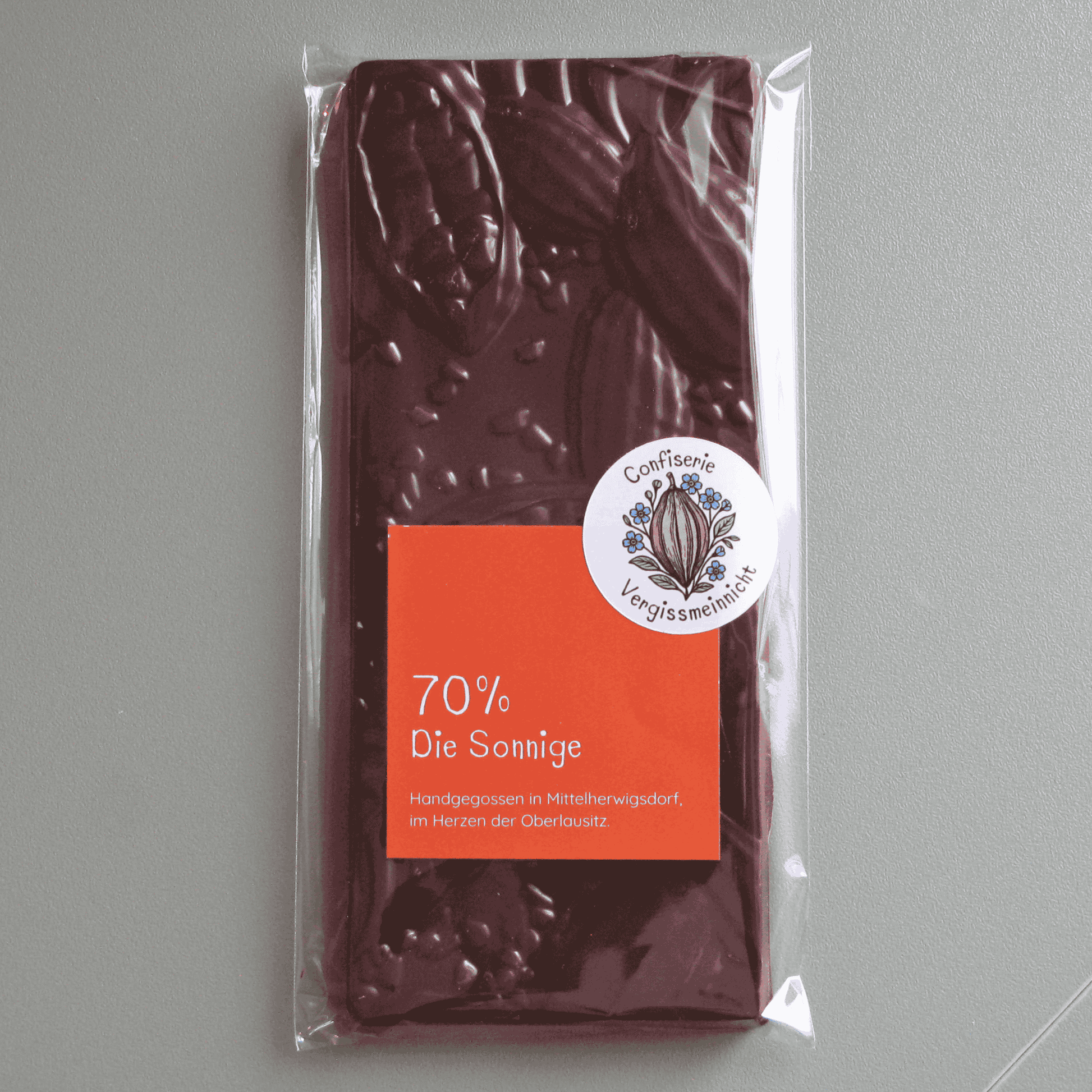 Handgemachte Single-Origin Schokoladentafel Die Sonnige 70% Kakao aus Tansania