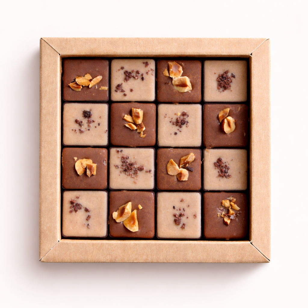 Oberlausitzer Nougatschachbrett · Hochwertiges Nougat · 16 Stück · Zum Teilen, 120g